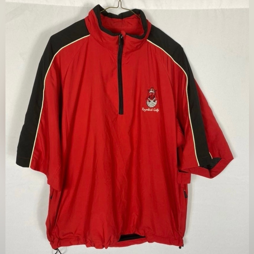 Vintage Arkansas Razorbacks Golf Red and Black Half-Zip Pullover